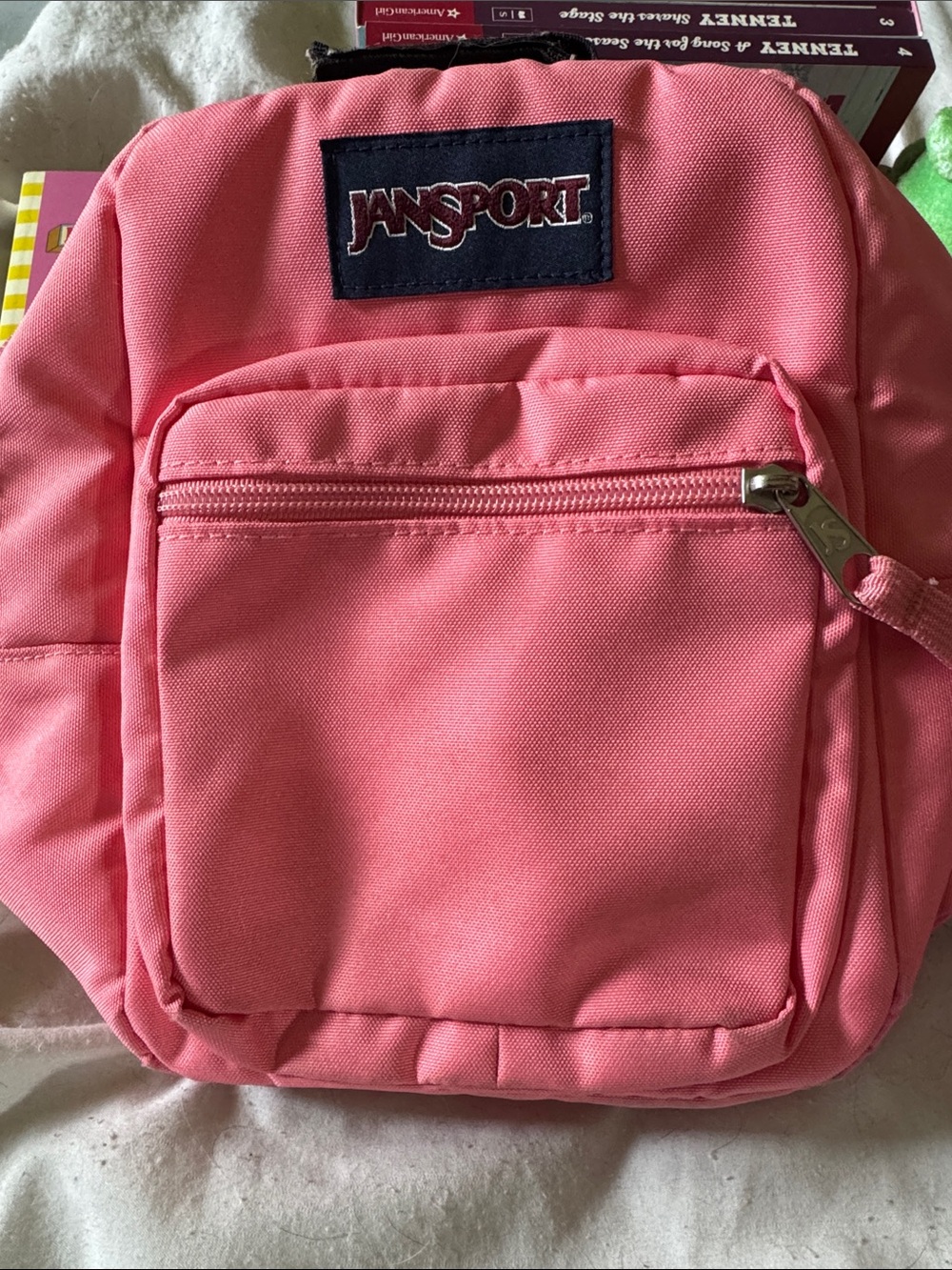 Jansport Pink Mini Kids Backpack with Front Zip Pocket